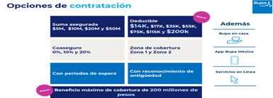 OPCIONES DE CONTRATACIÓN, CUADRO DESCRIPTIVO, SUMAS ASEGURADAS, DEDUCIBLES Y COASEGUROS BUPA NACIONAL PLUS