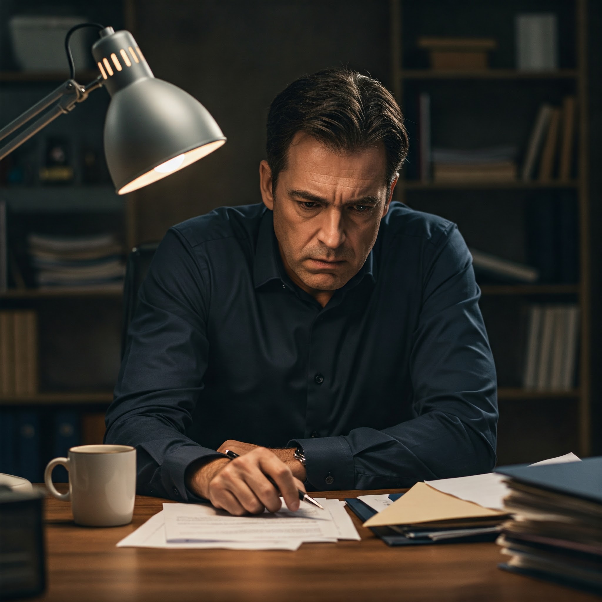 Persona leyendo en un cuarto oscuro, 4 pasos elementales para adquirir un seguro