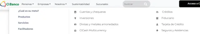 menú de banco Cibanco