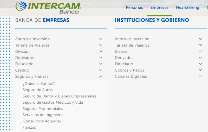 imagen de menú de intercam